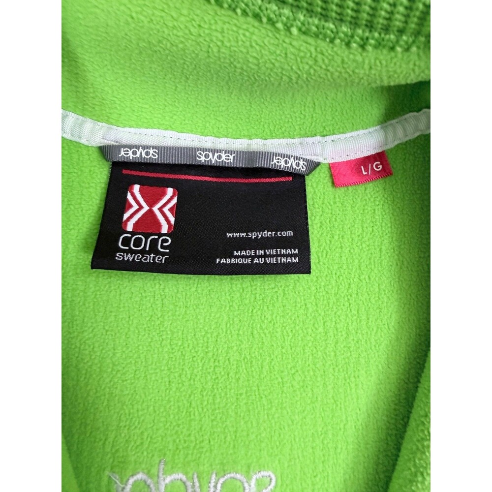 Spyder Women's Core Sweater Active Jacket Neon Lime Green Full Zip Knit Y2K L - Picture 13 of 15